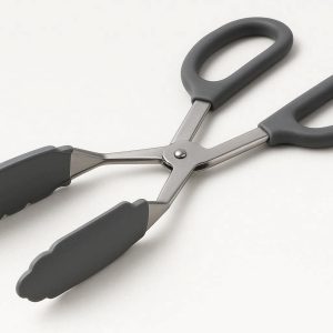 15 Heavy Duty Scissor Tongs for Grilling and Catering with Wide Silicone Grips and Stainless Steel Handles Gray