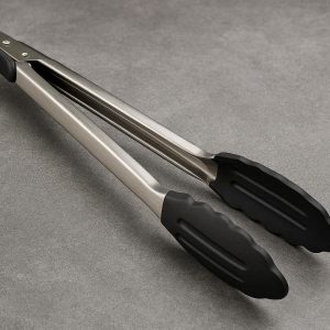 9 Heavy Duty Stainless Steel Kitchen Tongs with Non Slip Silicone Tips and Locking Clip for High Heat Grilling